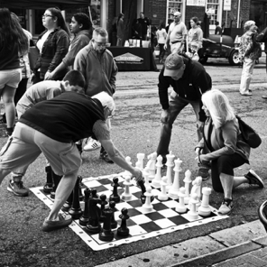 Street Chess • Always a numbest of boards set up in front of Concord Point Coffee 2017